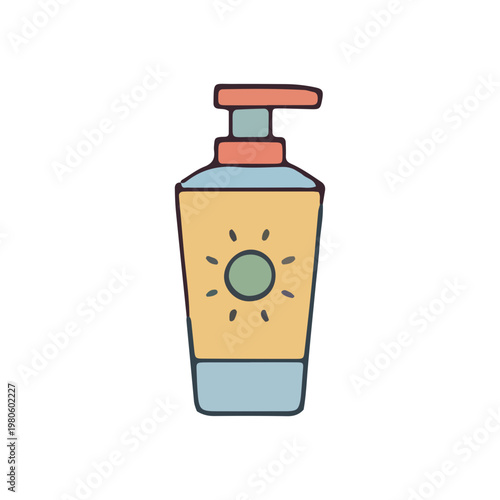 Hand Drawn Sunscreen Lotion Bottle
