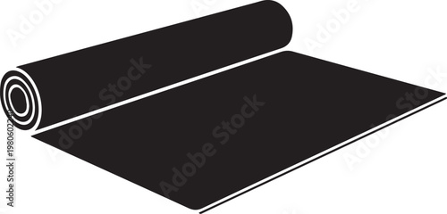 Black rolled up mat with white outline on white background
