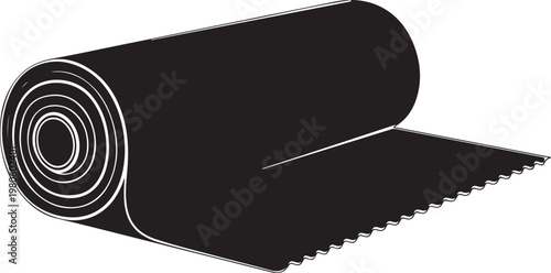 Black rolled up mat with serrated edge