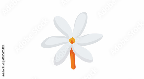 Stylized white flower with orange accents on a white background