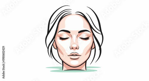 Close-up stylized portrait of a woman's face with eyes closed, calm expression
