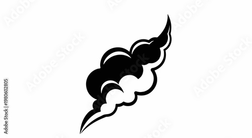Stylized black and white smoke or gas plume design