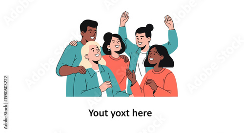 Diverse group of happy young friends celebrating together.