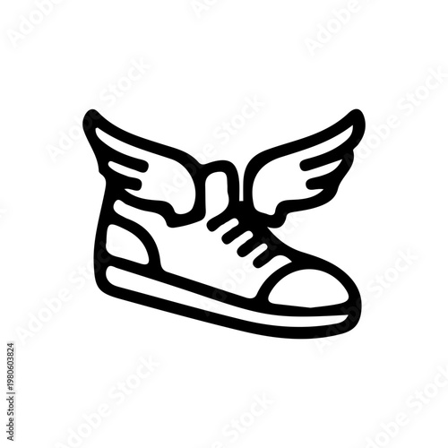 Winged Sneaker Icon Vector Illustration