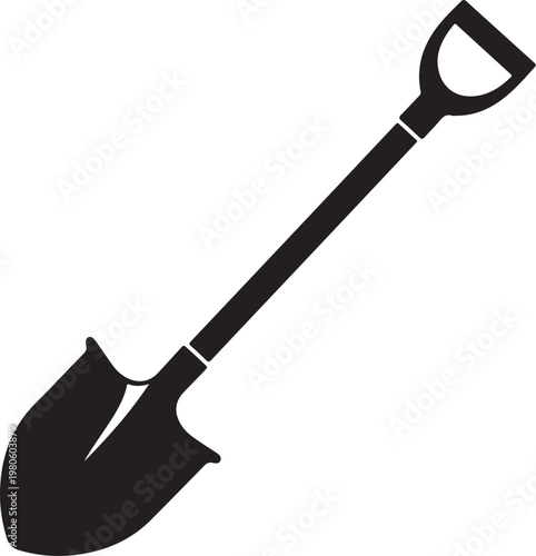 Black shovel with white background gardening tool digging tool