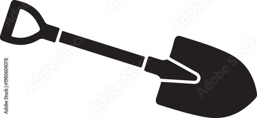 Black shovel with white outline on white background