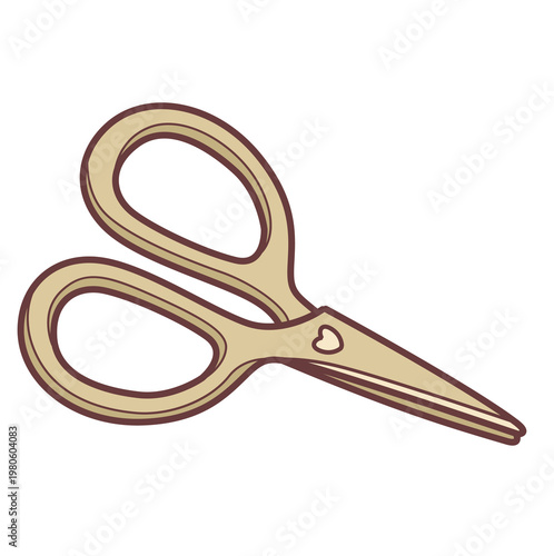 Handicraft scissors with large handles isolated on white background