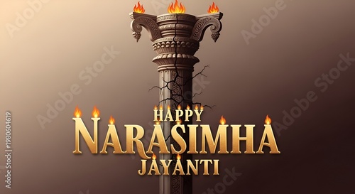 Monumental Pillar with Lord Narasimha Carving for Narasimha Jayanti