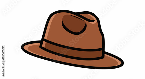 A brown fedora hat with a dark band, presented on a white background