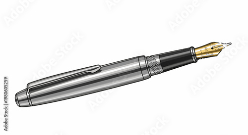 Elegant metallic fountain pen with a gold nib