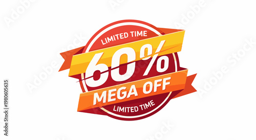 Sale banner with 60% off, mega sale, limited time