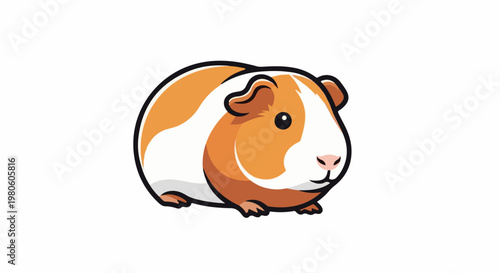 Adorable cartoon guinea pig with orange and white fur, sitting