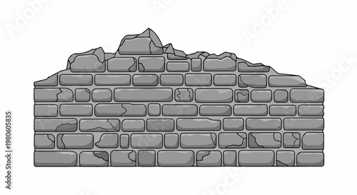 Crumbling stone wall with rough, uneven top edge and weathered appearance