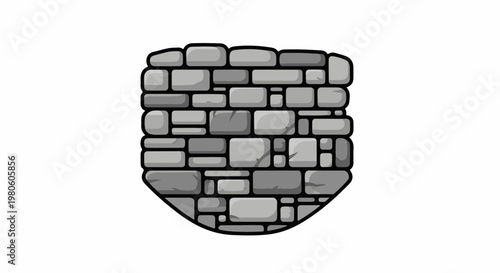 Stylized grey stone wall with rounded bottom edge