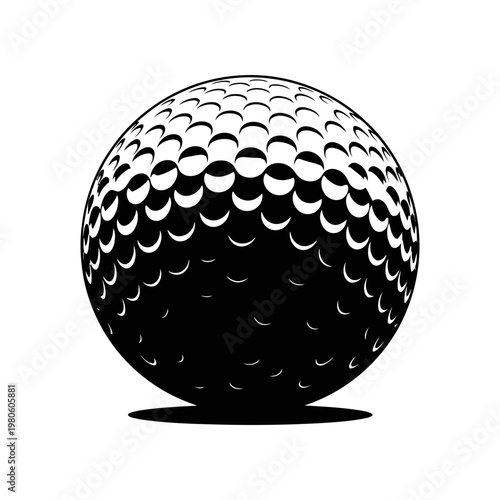Golf ball vector illustration with dimples pattern and shadow on transparent background art.