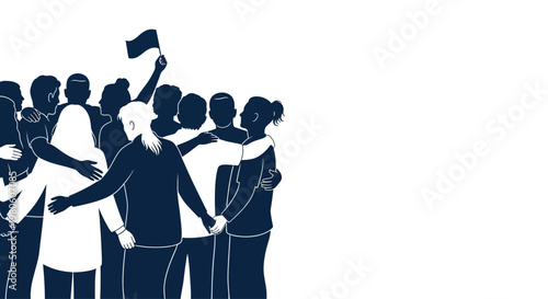 Group of diverse people standing together in unity and solidarity.