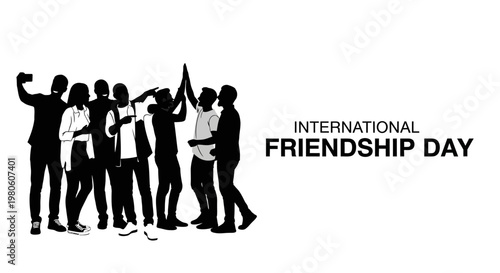 Group of diverse friends celebrating International Friendship Day together.