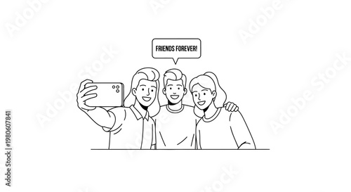 Three diverse friends taking a selfie together.