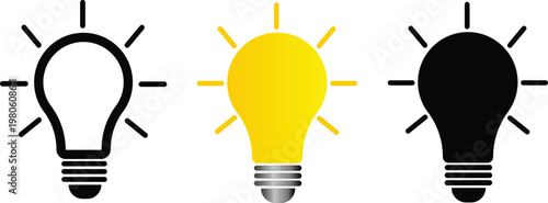 Принти на полотні Blub light icons on isolated transparent background