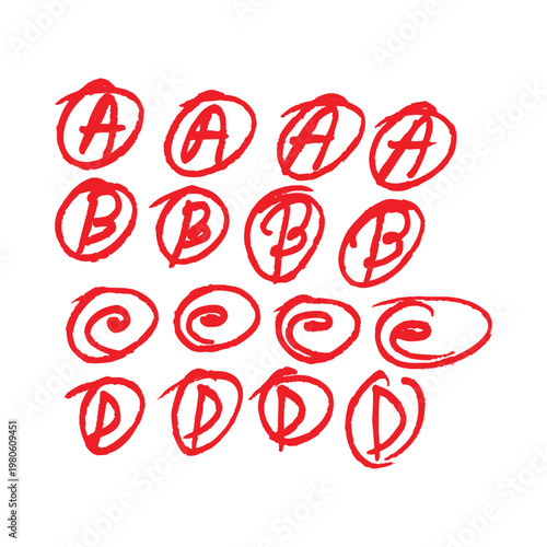 Vector illustration set of numbers letters and symbols with red heart themed icons for web design and valentine love elements