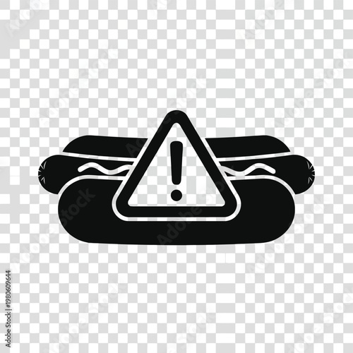 Hot Dog Hazard: A stark, symbolic image of a hot dog, marked with a warning sign, hinting at potential health concerns or dietary restrictions.