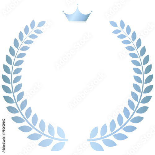 月桂樹フレーム（王冠付き シルバー 表彰バッジ用装飾素材）