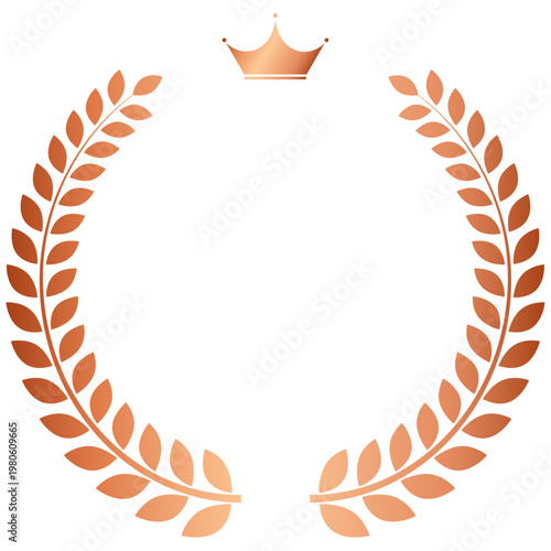 月桂樹フレーム（王冠付き ブロンズ 表彰バッジ用装飾素材）