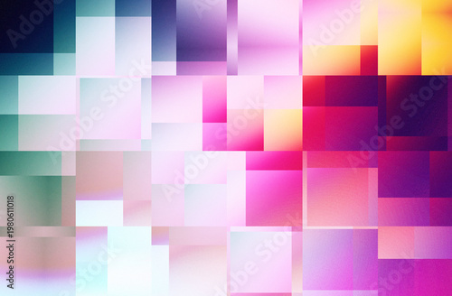 Abstract geometric background with colorful overlapping squares and vibrant gradients