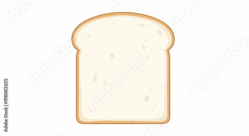 A single slice of plain white bread, light brown crust, isolated on white