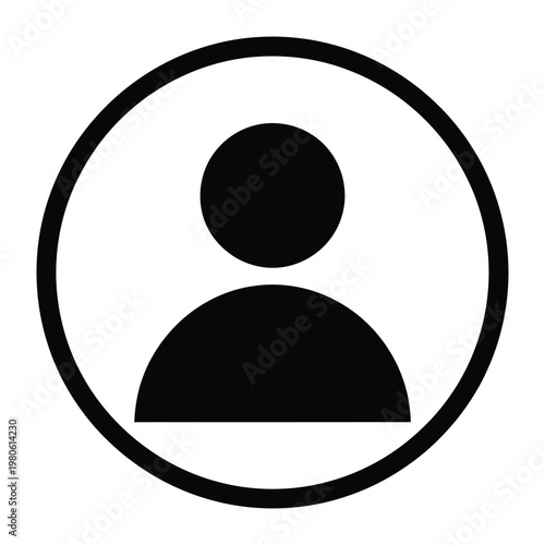 A simple black silhouette of a persons profile in a circle