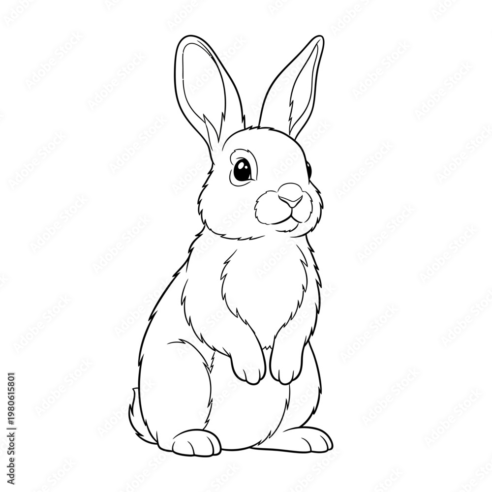 Obraz premium Cute Cartoon Rabbit Line Art Illustration