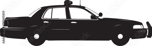 Black silhouette of a police car vehicle transportation