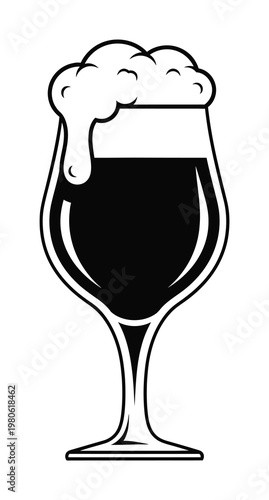 Vector of a frothy dark beer in a tall glass