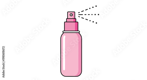 Vibrant pink spray bottle emitting a fine mist, perfect for refreshing facial sprays, hair products, or light fragrances, beauty essential.