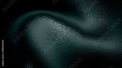 Bild auf Leinwand Dark teal wavy surface with glossy reflective texture