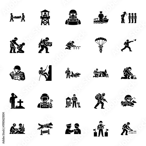Military Training and Defense Strategy Icons