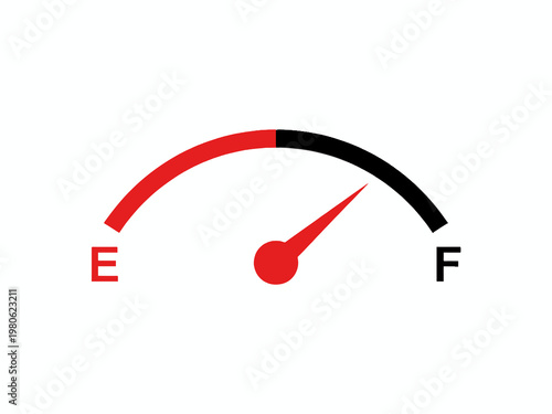 Fuel gauge indicator showing full level on white background