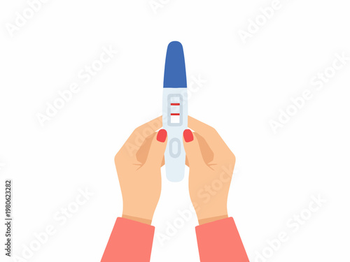 Woman Hands Holding Positive Pregnancy Test Stick Illustration