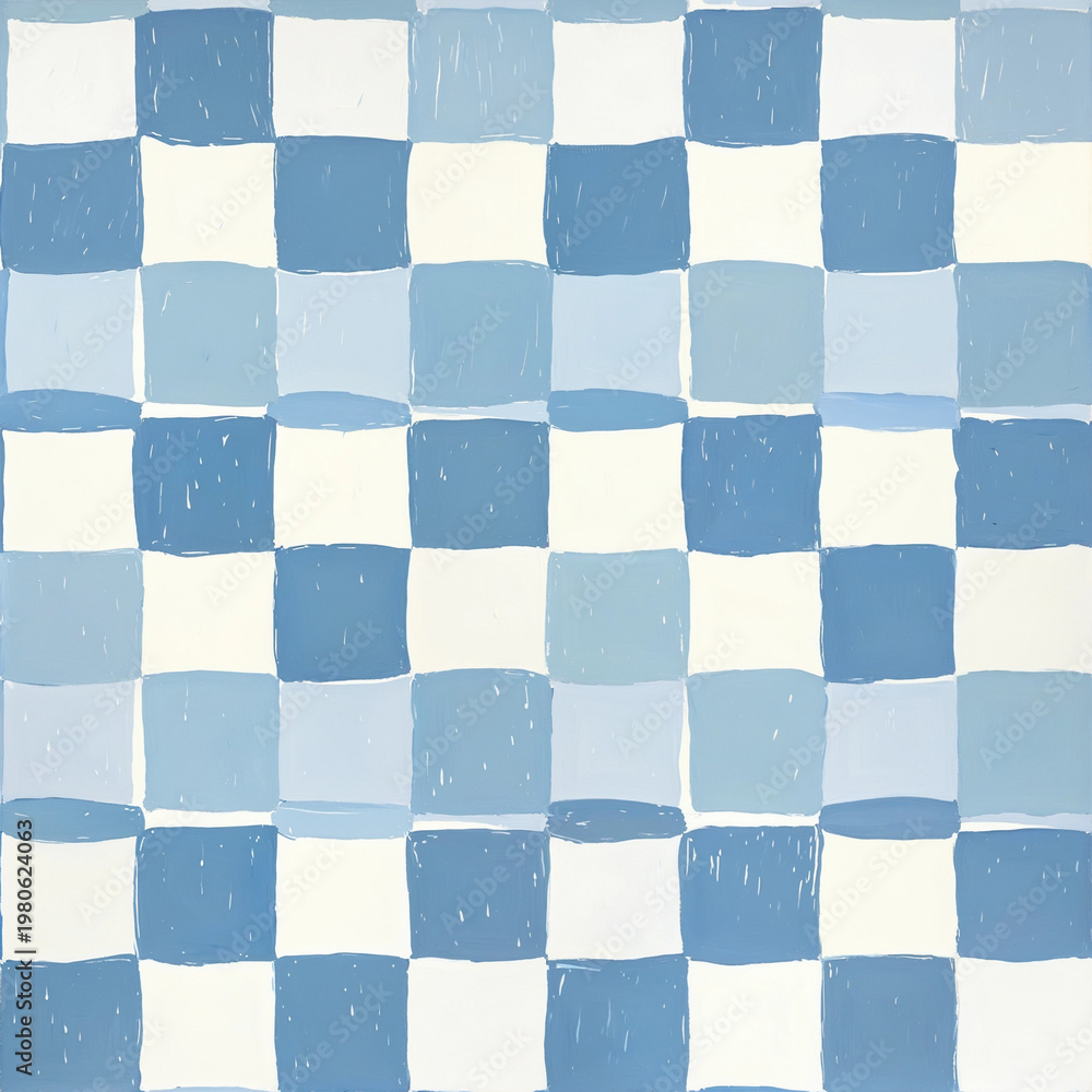 Fototapeta premium Hand-Painted Blue & White Checkerboard Seamless Pattern
