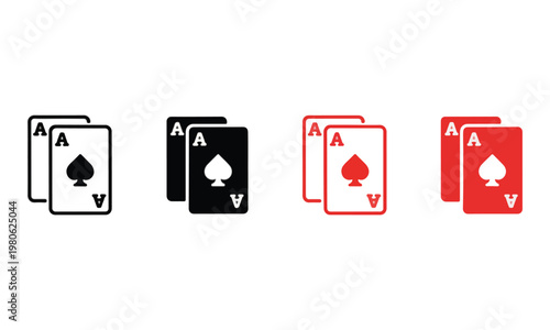 Ace of Spades Playing Card Icons for Poker and Casino Games