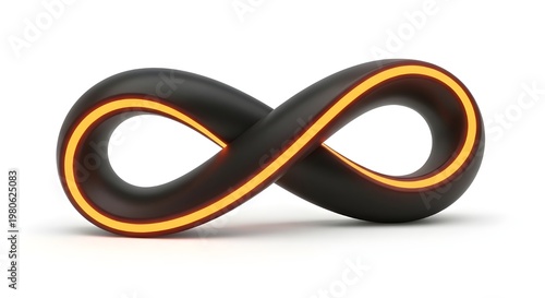 3D Interlocking Infinity Loop Geometric Abstract Gold and Black