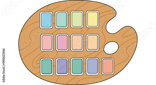 Artist's palette adorned with an array of colorful makeup shades, representing creativity, beauty, and diverse cosmetic options for any look.