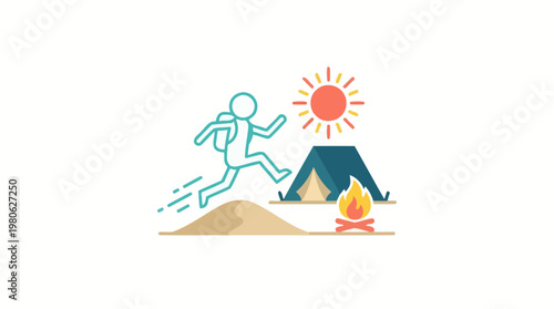 Adventurous Hiker Camping Under the Sun