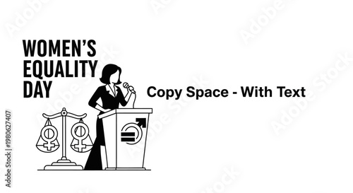 Woman speaking at a podium for Women Equality Day celebration.