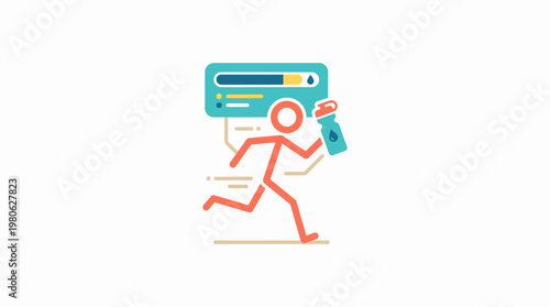 Runner with Hydration Tracking and Water Bottle
