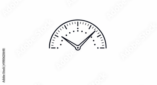 Hand-drawn sketch of a semi-circular dial with two hands indicating time