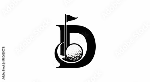 Stylized letter D integrated with a golf ball and flagstick logo
