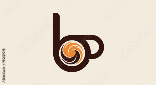 Stylized coffee cup with a swirling pattern inside