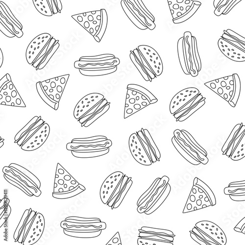 Εκτύπωση καμβά Fast Food Sketch Pattern