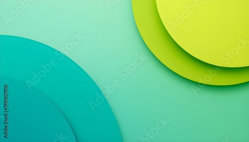 A vibrant abstract background with layered circular shapes in shades of green
